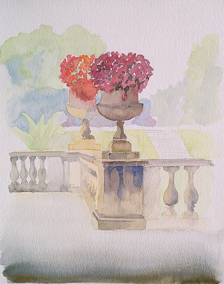 Watercolor at the Luxembourg gardens