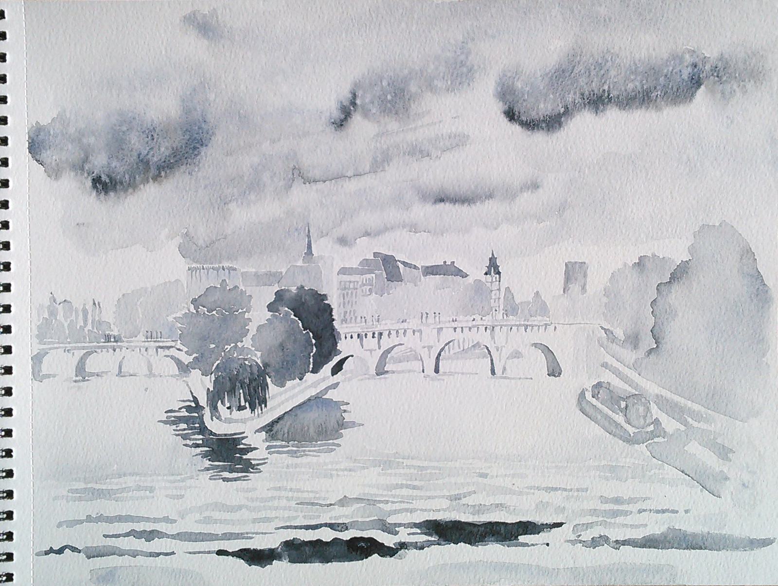 Watercolor from the Pont des Arts